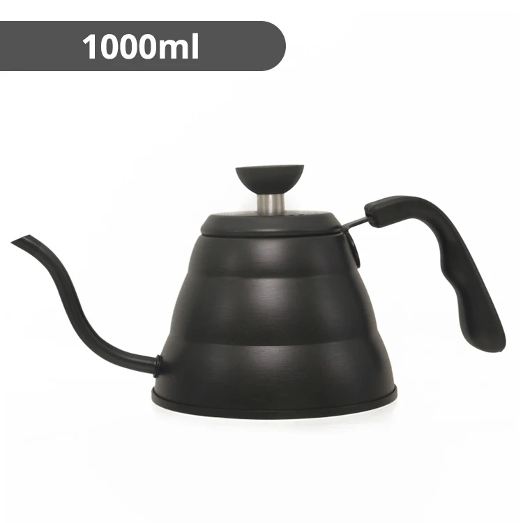 Black 1000ml Высокое качество нержавеющей стали залить над кофе и чайник, капельный чайник аксессуары для кофеварки батареи печи - Цвет: Black 1000ml