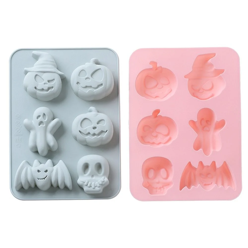 

Halloween 6-hole Pumpkin Skull Cake Mold DIY Handmade Bread Cake Silicone Baking Mold Kitchen Multi-function Tool Accessories