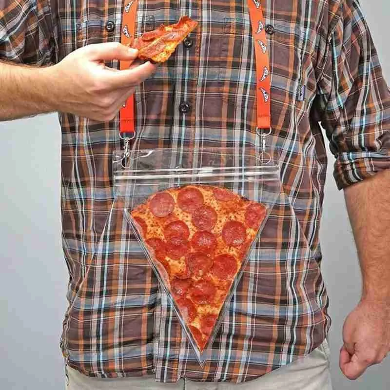 

1pc Portable Pizza Bag Creative Necklace Style Pizza Gift Bag Fun For Friends N1H0
