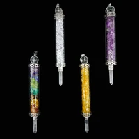 natural energy crystal gravel white crystal six prism seven color chakra pendant purple yellow colorful wealth healthy unique
