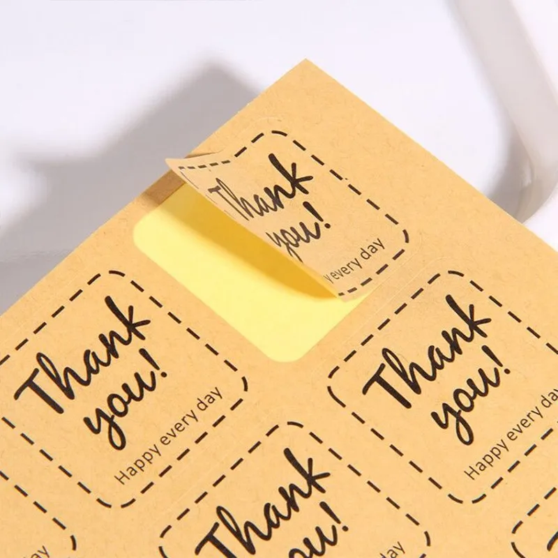 

Наклейки квадратные из крафт-бумаги с надписью «thank you», 10 упак./лот
