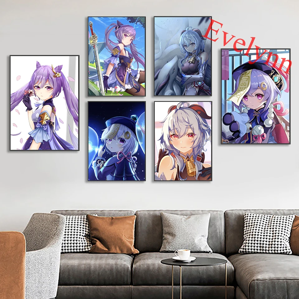 

Genshin Impact Anime Girl Electronic Games Poster And Prints On Canvas Wall Art Picture For Living Room Cuadros Home Decor Gift