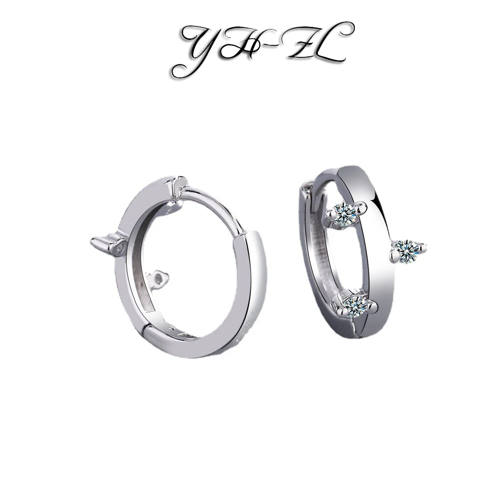 

YH-ZL 925 Sterling Silver Hoop Earrings for Women Round Circle Zircon Earrings Jewelry Gifts