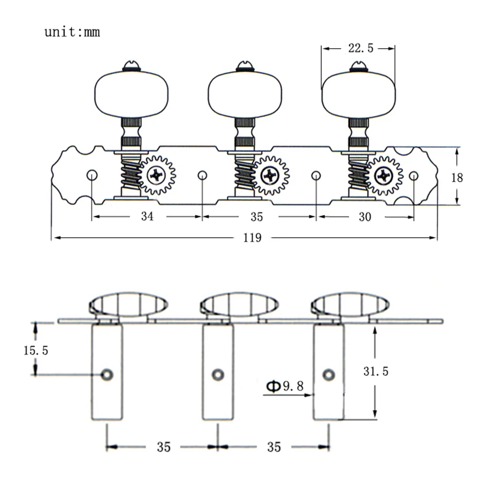 1 пара (слева + справа) 1:18 струнные тюнеры для акустической классической