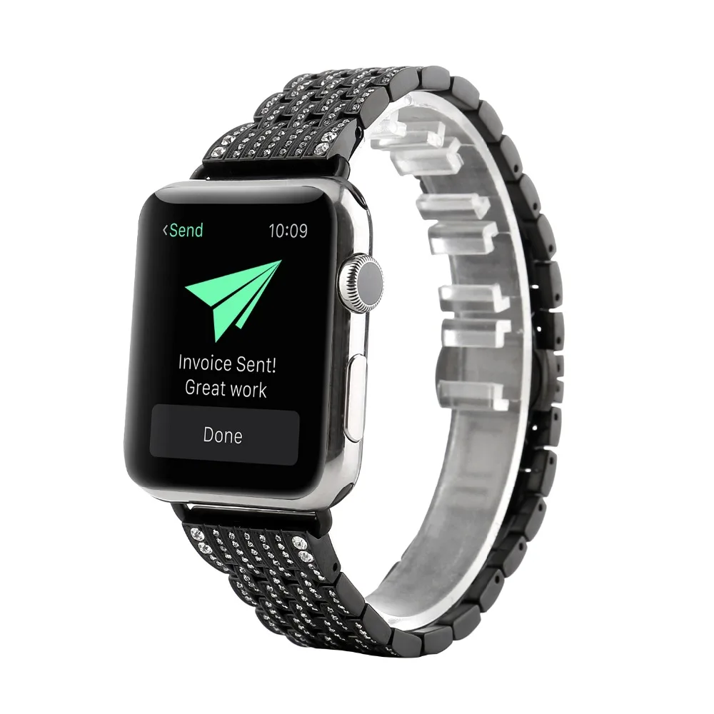 Нержавеющая сталь Алмазный кристалл для Apple Watch 5 4 3 2 1 42 38 мм металлический блестящий браслет iwatch 1 2 3 4