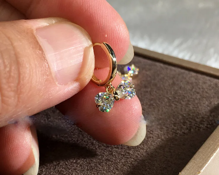 

Trendy Female Crystal Bow Earrings Classic Gold Color Wedding Earrings For Women Cute Bride White Zircon Small Hoop Earrings