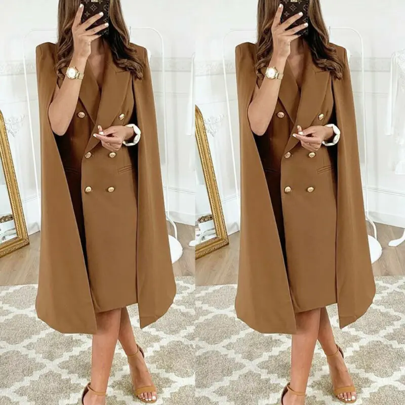 women solid brown Coat jacket designer office ladies blazer pockets work wear tops | Женская одежда