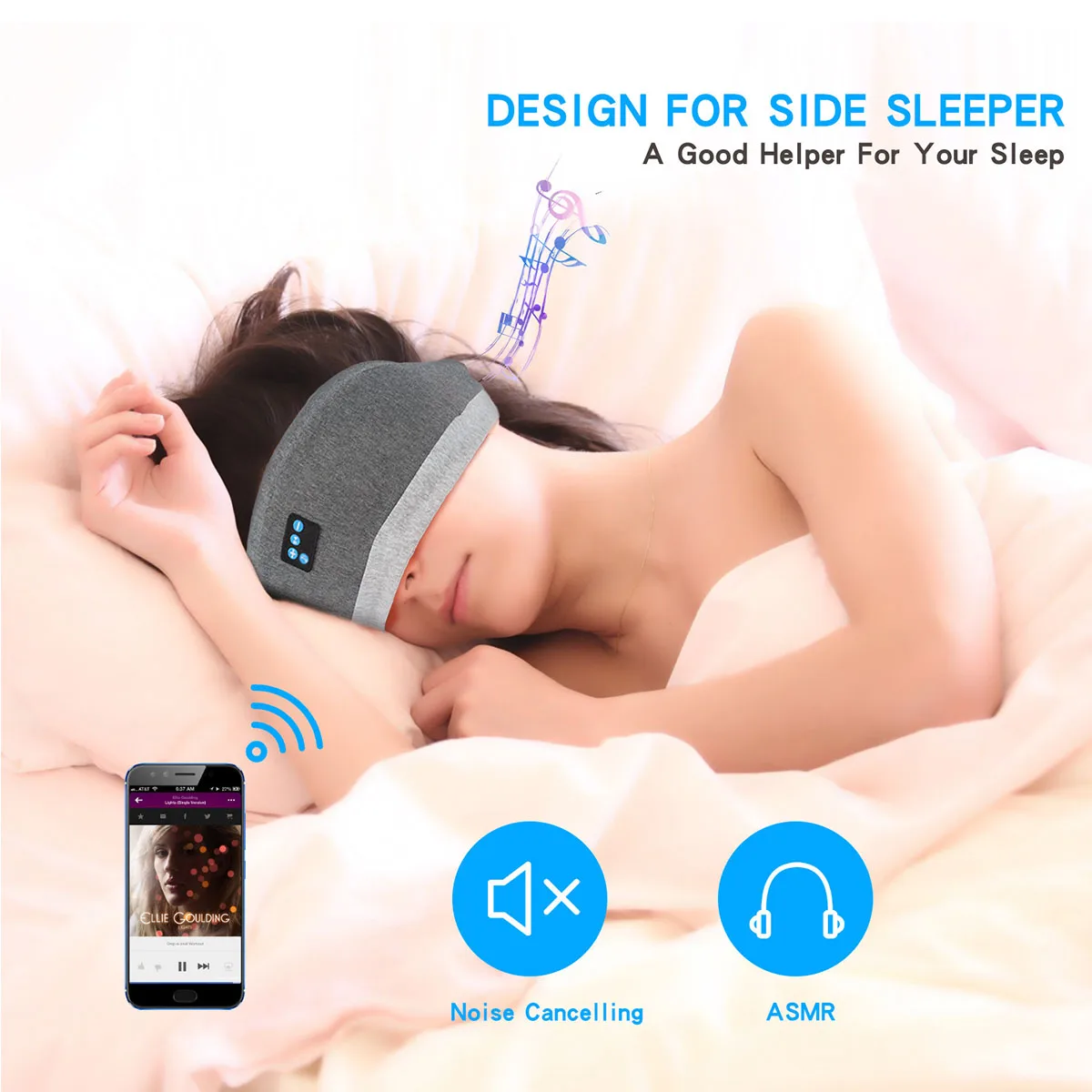 

Wireless bluetooth v5.0 Headset Call Music Sleep Artifact Breathable Sleep Eye Mask Headphone