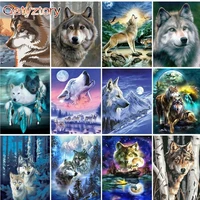 gatyztory wolf diy pictures by number kits hand painted paintings art painting by numbers animal drawing on canvas gift home dec