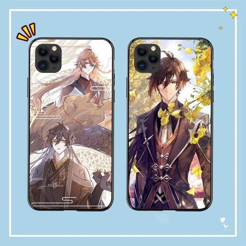 

YNDFCNB Zhongli Genshin Impact Phone Case for iPhone 11 12 13 mini pro XS MAX 8 7 6 6S Plus X 5S SE 2020 XR cover