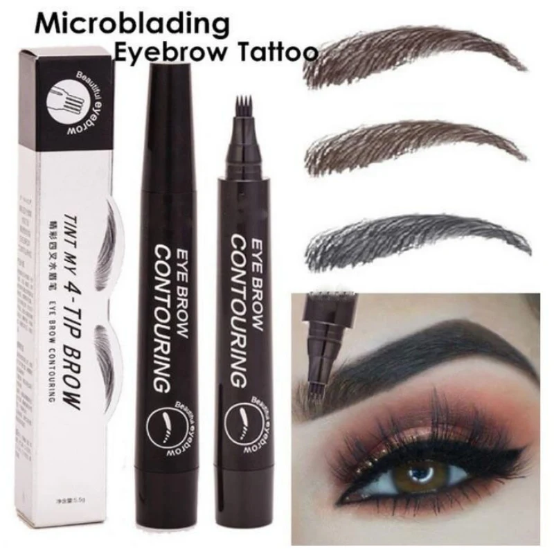 New Four Tips Eyebrow Pen Waterproof Smudge-proof Tip Liquid Tattoo Pen.w | Красота и здоровье