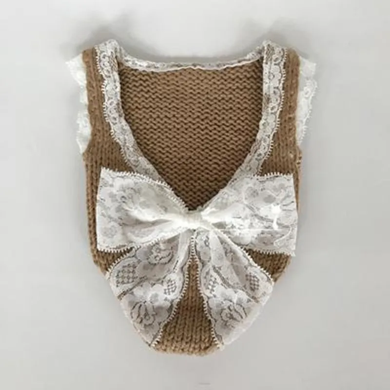 Mono de encaje de punto de ganchillo para reci&eacute;n nacido, ropa, pelele, accesorios de fotograf&iacute;a Infantil para sesi&oacute;n de estudio, accesorios de fotograf&iacute;a para beb&eacute;-3