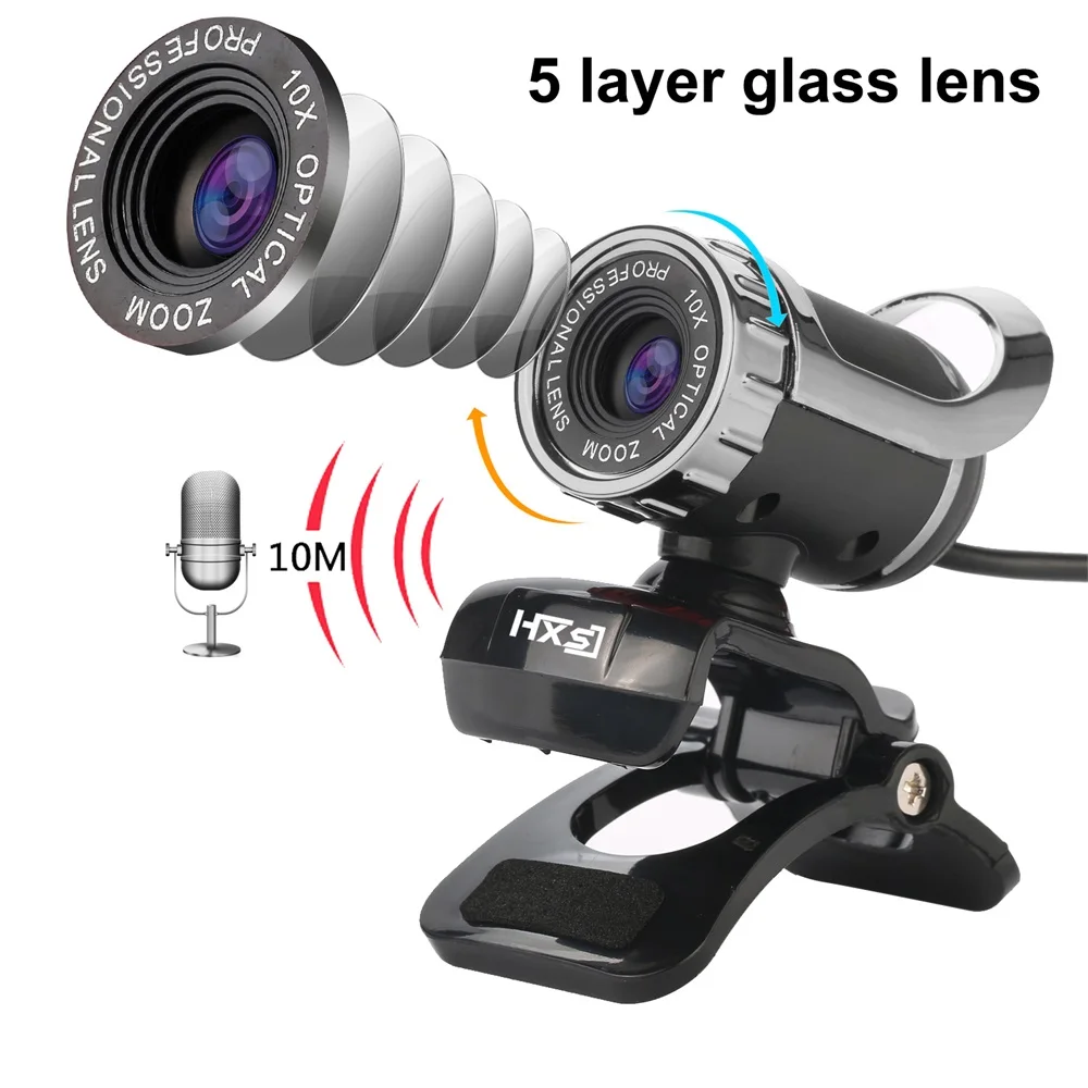 HXSJ LG-68 Desktop Webcam USB Web Cam with Sound-absorbing Microphone Video Call Photography for PC Laptop Red+Silver | Компьютеры и