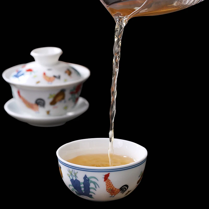 

45ML/110ML Chicken Bowl Cup Blue and-white Jingdezhen Teacup Single Ceramic Handmade Daming Dehua Antique Playing Kungfu Tea Set