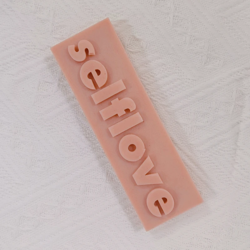 Moldes de silicona de forma rectangular, decoraci&oacute;n hecha a mano de estilo coreano, DIY, molde de vela con eslogan SelfLove-2