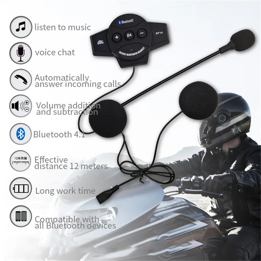 

Система внутренней связи по Bluetooth для мотоцикла BT10 Bluetooth 4,1 мотор Шлемы-гарнитуры Беспроводной стерео наушники с гарнитурой система внутрен...