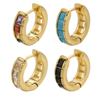 perisbox 14mm multicolor rectangle cz crystal huggie earrings for women shiny green clear rainbow zircon hoop earrings jewelry