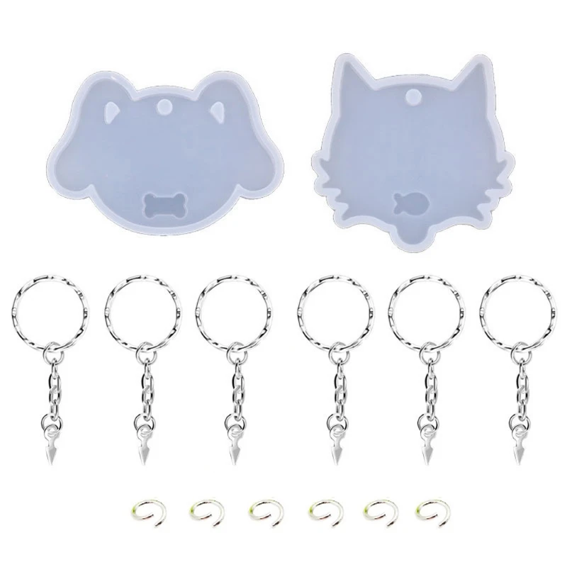 

Силиконовая кошачья подвеска в форме собаки, полимерная форма, сделай сам, бирка для домашних животных, брелок, литье из смолы, форма с брелк...