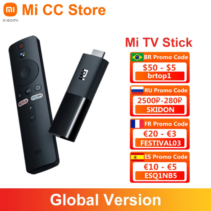 

In Stock Global Version Xiaomi TV Stick HDR Android TV 9.0 Wifi Google Assistant TV Dongle 1GB 8GB Bluetooth-Compatible BT 4.2