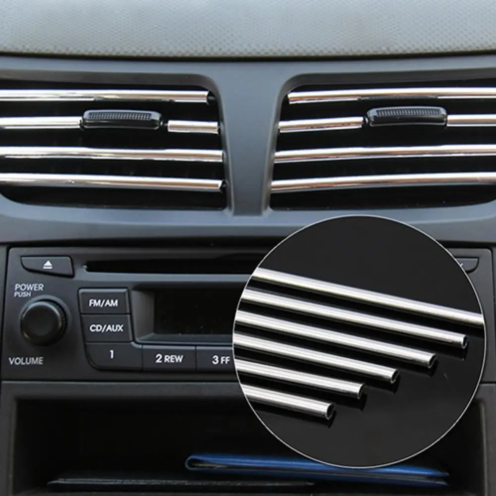 

4m U Style Chrome Air Conditioner Outlet Vent Trim Grille Strip Car Decoration