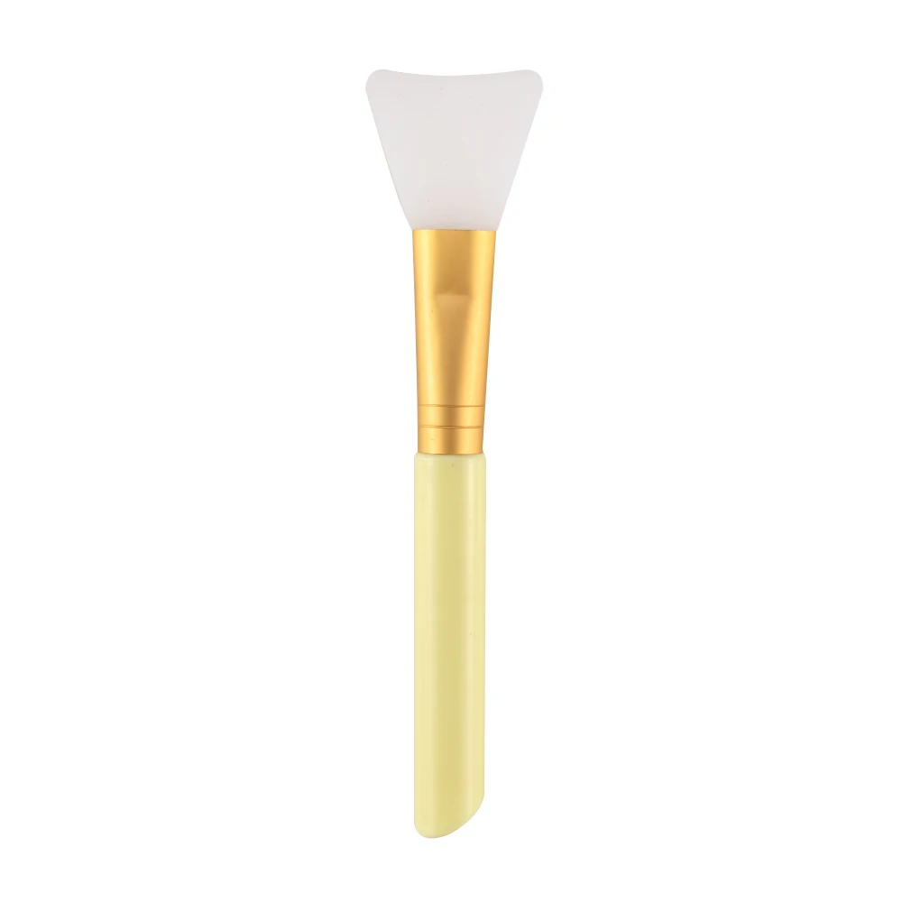 yellow 1PC Professional Silicone Facial Mask Brush Women DIY Mud Mixing Skin Care Beauty Makeup Brushes Face Mask Foundation Brush Tool - Handle Color: yellow
