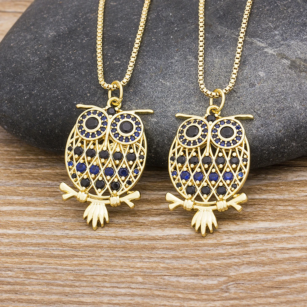 

AIBEF High Quality Animals Owl Snake Pendant Long Chain Necklaces Statement Rhinestone Charm Fashion Jewelry For Women Girls