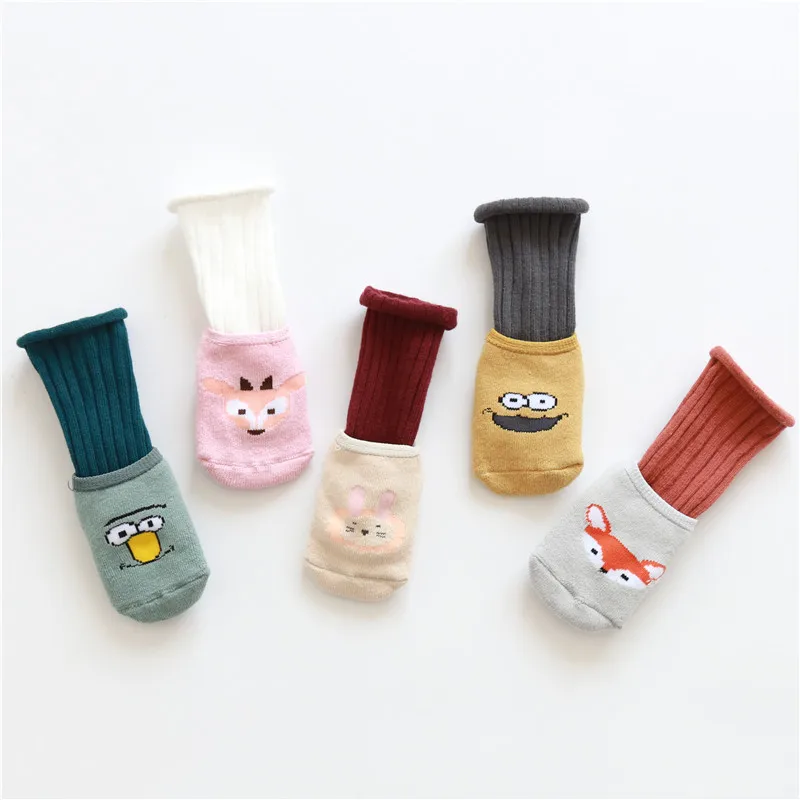 2 Pairs/set Lovely Fox/Rabbit/Deer Kids Baby Socks Knee + Non-slip Floor Girl Boy Toddler Animal Infant Soft Cotton 0-3 Y | Детская