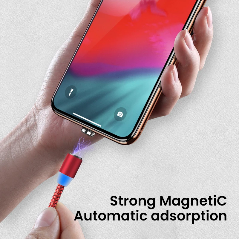 Магнитный кабель для быстрой зарядки Micro Type C 1 м 2 Iphone Xiaomi Samsung магнитный шнур на 360