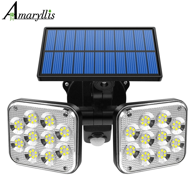 Супер яркий уличный солнечный светильник 24 Вт с датчиком движения безопасности