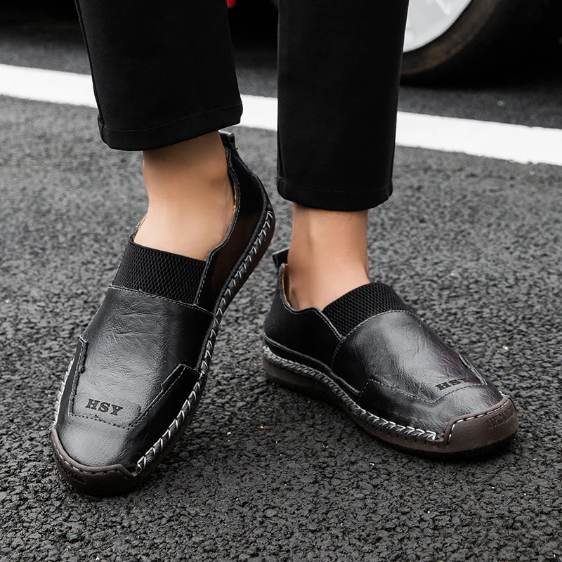 

Moccasins For Men Man Shoes Casual Men Streetwear Leather 2020 Sapato Masculino Black Zapatillas Hombre Informales Spring Flat
