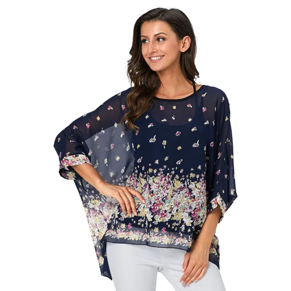

Women Blouses Blusas Mujer De Moda 2020New Style Batwing Casual Summer Blouse Shirt Woman Boho Chiffon Shirts Tops Chemise Femme