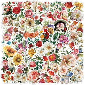 103050pcs beautiful colorful flower blooming stickers laptop guitar luggage waterproof graffiti sticker decal kid classic toys free global shipping
