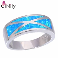 cinily created blue fire opal silver plated wholesale hot sell fashion jewelry for women gift ring size 7 9 oj9284