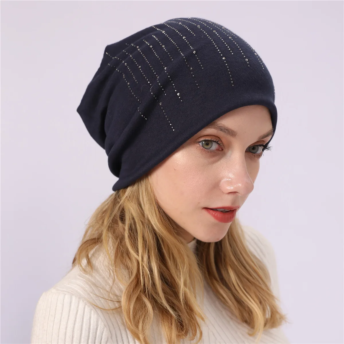 Стразы beanies turban головные уборы для женщин эластичные мягкие хлопковые шапки бини шапки Женская мода шапки сплошной цвет весна-осень шляпа
