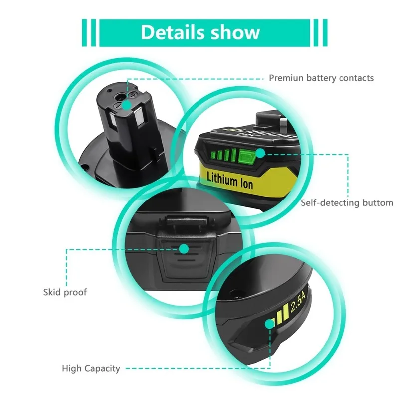 

Ockered Rechargeable Tool Battery 18V 3000mAh Battery Replacement Cordless Li-ion Battery For Ryobi P106 P104 P105 P102 P103