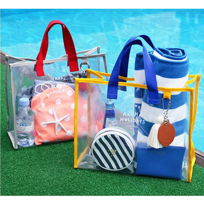 Прозрачная пляжная сумочка желе Женская вместительная сумка на плечо купальник