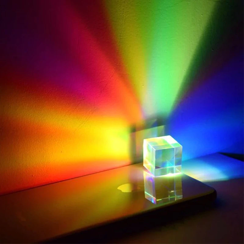 

2021 CMY Op-tic Pr-ism Cubes - Optical Glass Prism, RGB Dispersion Six-Sided Creative Children's Educational Toys F Fast Ship