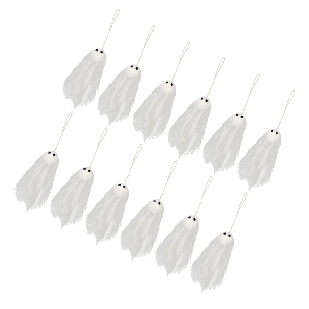 

1 Set 12pcs Props Horror Ghost Head with Eyes White Ghost Pendant Haunted House Decoration (White)
