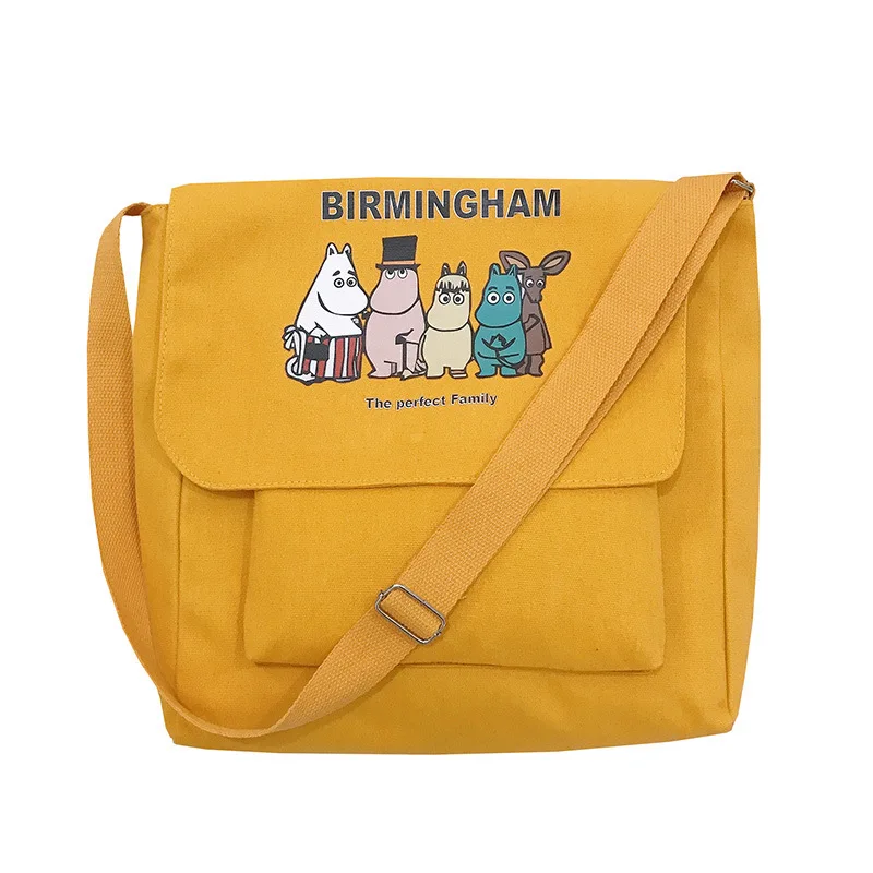 Холщовая женская сумка на плечо с мультяшным рисунком модные женские сумки для