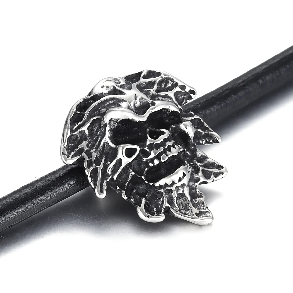 Из нержавеющей стали Череп пирата слайдер бусины 6 мм отверстие винтажный