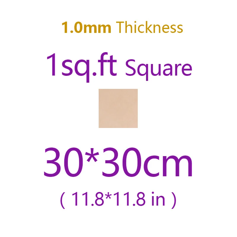 1.0mm Thick 30x30cm Натуральная кожа растительного дубления воловья кожа кусок материал, можно гравировать крашение кожевенное ремесло Diy основной цвет несколько толщины - Цвет: 1.0mm Thick 30x30cm