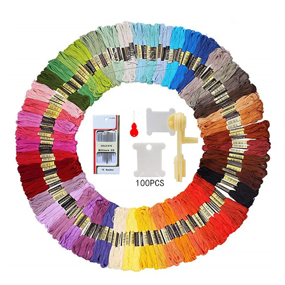 Вышивка DIY с черными полосками радужной расцветки вышивка нитки для вышивки