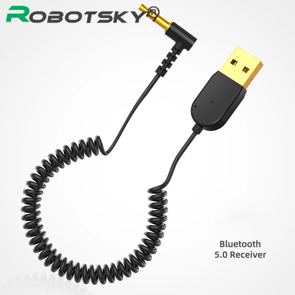 

3.5mm Mini USB 2.0 Bluetooth V5.0 Adjustable Receiver Adapter Dongle Cable For Car Speaker AUX Interface Speaker