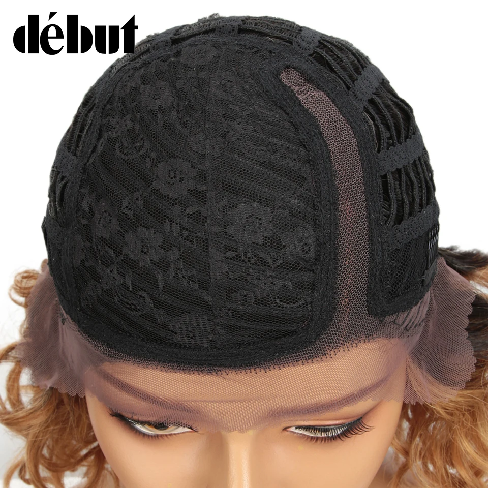 Омбре 613 светлый вьющийся парик человеческих волос из короткий фронтальный 100%