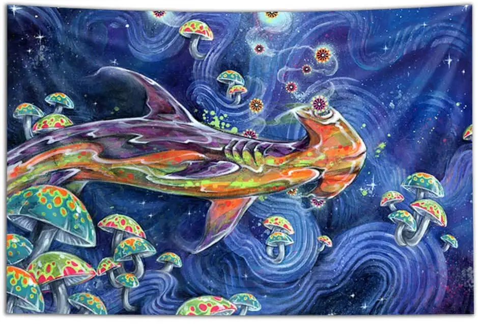 

Чайный гобелен акулы черные чернила Art