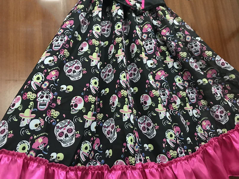 День мертвых платье цветок розы череп Хэллоуин испанский тело костюм страшно