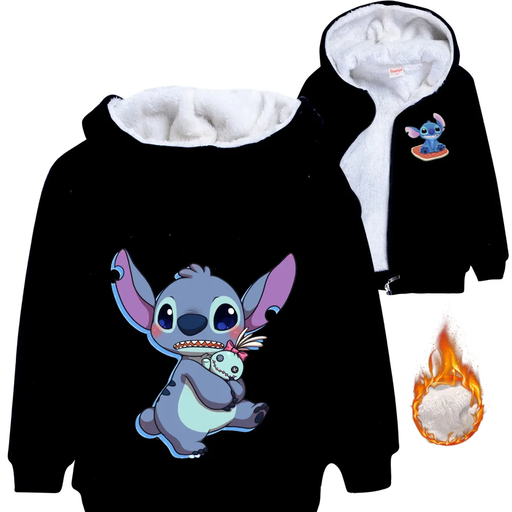 Куртка с капюшоном Disney Stitch для мальчиков и девочек зимняя детская ветровка