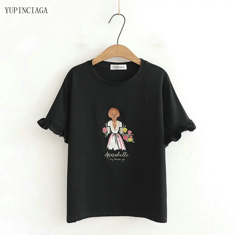 

Футболка женская, летняя, свободная, с коротким рукавом, в японском стиле мори, белая, в стиле Харадзюку, 2121