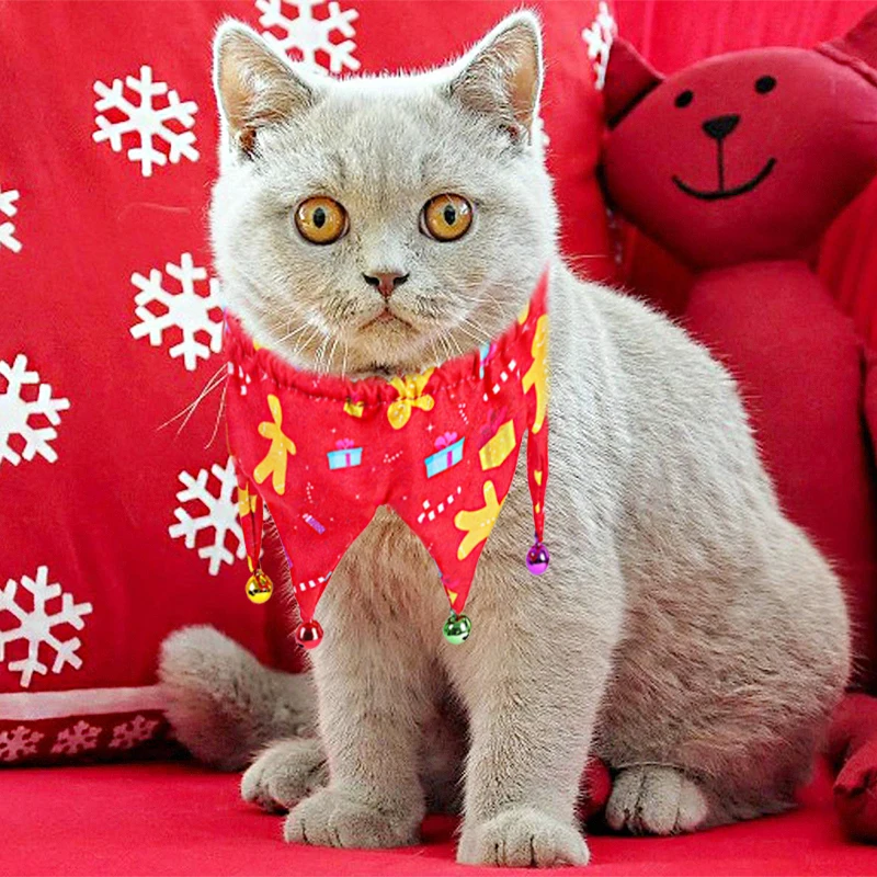 

Christmas Dog Collar for Small Medium Dog Soft Printing Puppy Cat Bell Collar Pet Collar Festive Dress Up Accessories