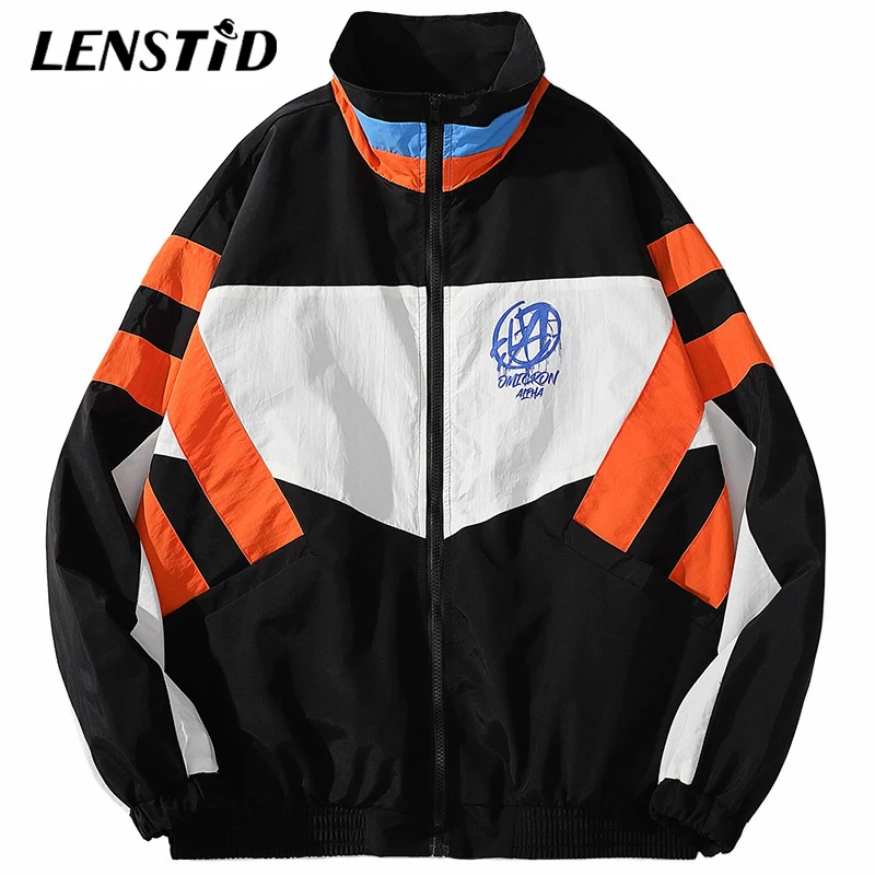 LENSTID Мужская ветровка в стиле хип хоп винтажная цветная Лоскутная тактическая